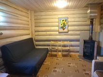 малый коттедж, зал с камином 