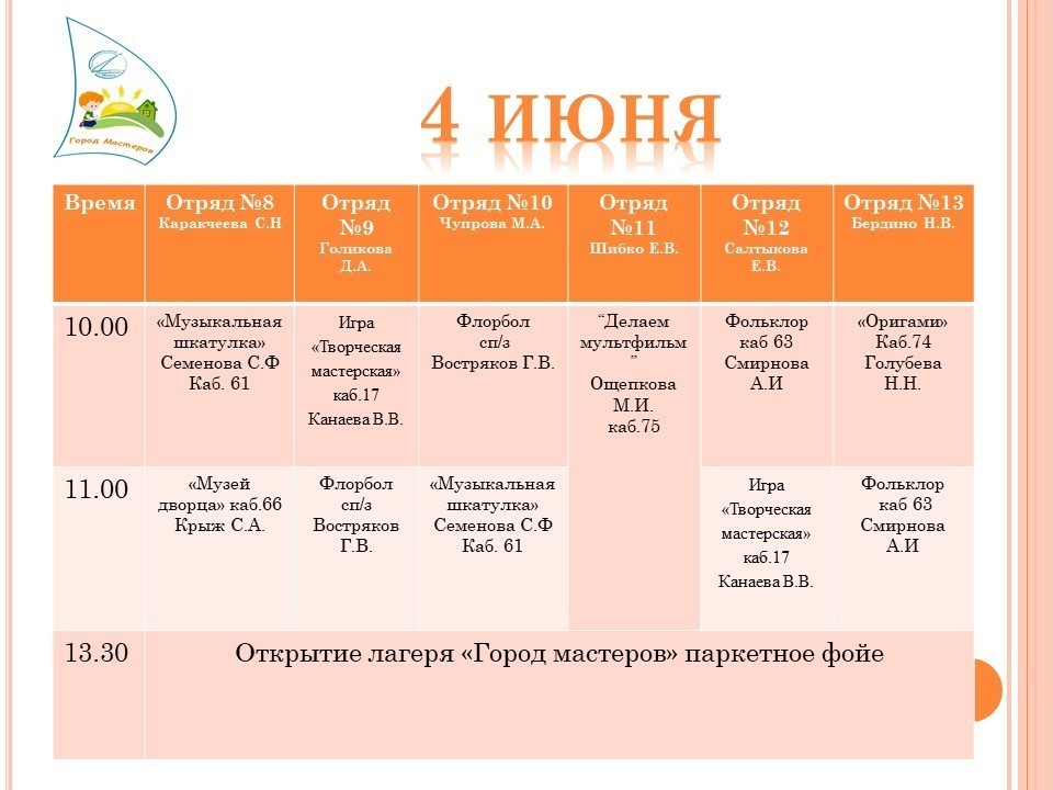 Тематический день в лагере план дня