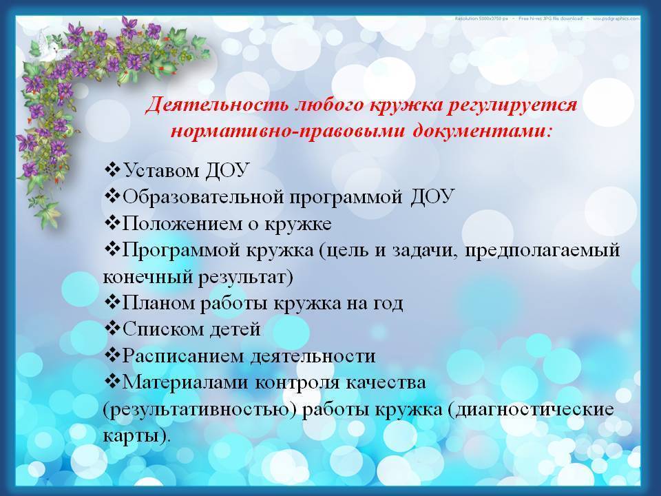 Составьте план работы кружка дополнительного образования на полугодие