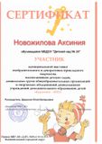 сертификат участника Новожилова Аксинья