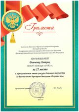 Грамота II место конкурс "Дорога и мы"