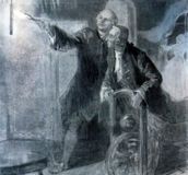 Ломоносов и Рихман. Рисунок В. и Л.Петровых