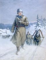 Юноша Ломоносов на пути в Москву. Художник Н.Кисляков