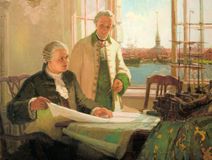 М.В.Ломоносов и В.Я.Чичагов. Художник А.И.Васильев