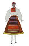 Эскиз женского костюма к карельскому (калевальскому) танцу. 1980-е гг.
