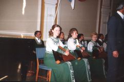 Выступление «Кантеле» в Чехии, 1978 г. Кантелистки Эльви Мюгянен, Наталья Акулишнина, Татьяна Антышева