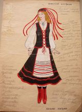 Эскиз финского женского костюма. Автор – Хельми Мальми. Из архивов ансамбля «Кантеле»