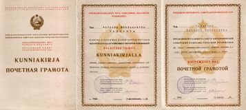 Почетная грамота артистки ансамбля Натальи Тарасовой