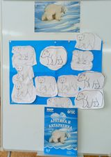 Аппликация Белые медведи на льдине, средняя группа А