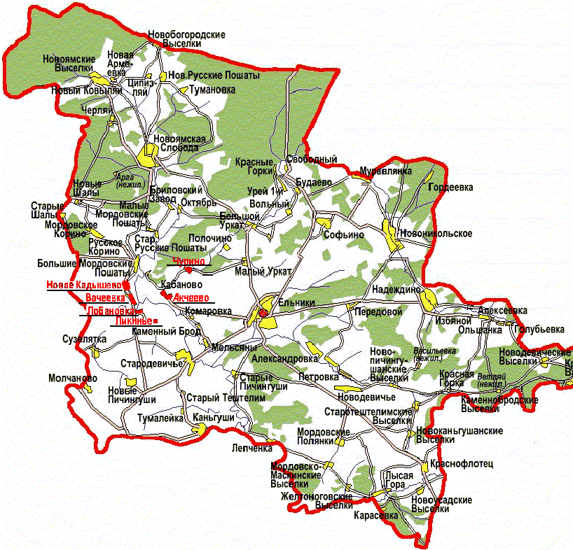 Карта мордовия большие березники