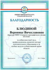 Благодарственное письмо Общественной палаты СО, 2022 г.