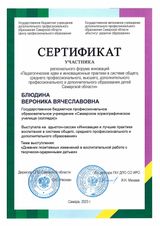 Сертификат участника Регионального форума инноваций, 2023 г.