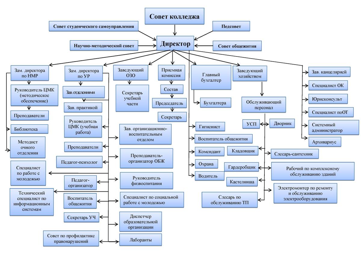 ГБПОУ «Троицкий педагогический колледж» г. Троицк. Структура и органы  управления образовательной организацией