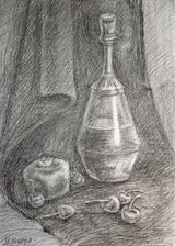 Натюрморт-импровизация. Ленькова И. чернографитный карандаш, а3