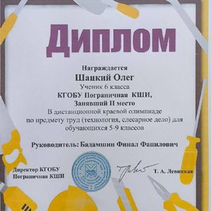 Краевая дистанционная  олимпиада по труду  среди учащихся 5-9 классов