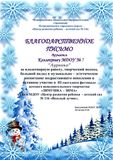 Благодарственное письмо за участие в Фестивале "Зимушка-зима" (январь 2021г)