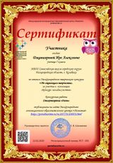 Сертификат конкурса По страницам творчества