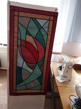 Лоскутное панно в витражной технике " Тюльпан". 