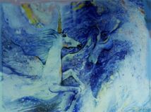 Танькова Ольга 10 лет «Снежные кони» (гуашь, монотипия)                                               