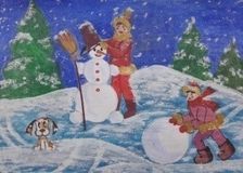 Советова Нұрай - рисунок "Зимние забавы"