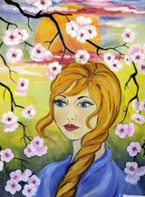 Самойлова Виктория, 6а класс, рисунок военной песни "Катюша"