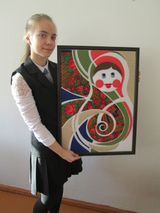 Лоскутное панно в технике коллаж "Матрешка"