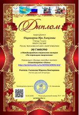 Диплом  конкурса По страницам творчества