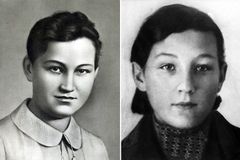 Зоя в детстве и после окончания школы, перед отправкой на фронт.