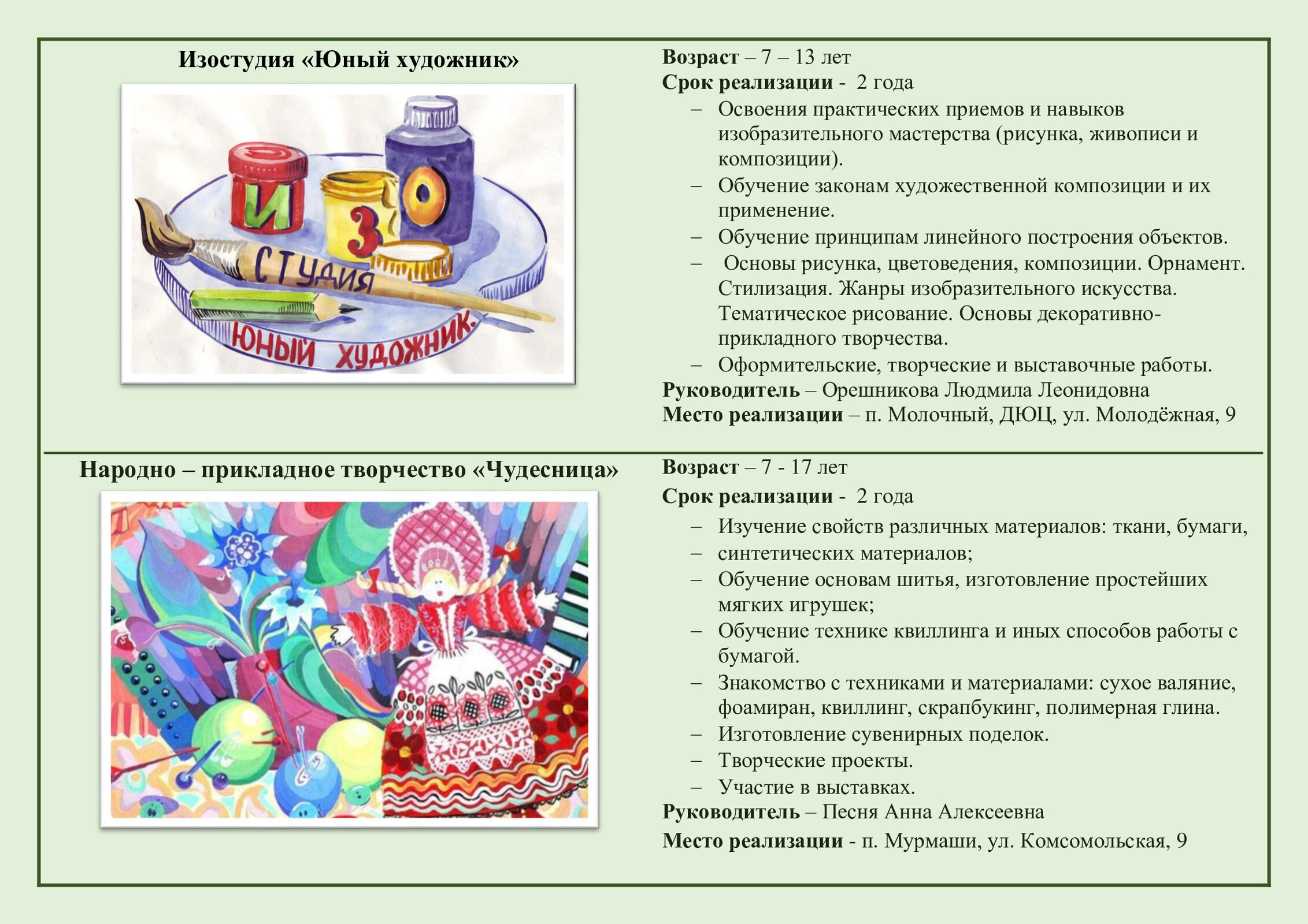 Детско – юношеский центр Кольского района Мурманской области. Информация  для поступающих