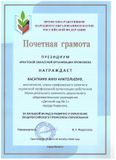 Почётная грамота Президиума Иркутской областной организации профсоюза - 2018 год