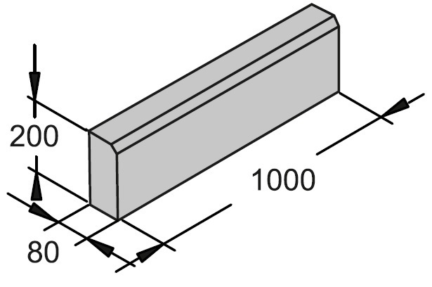 Бордюр тротуарный 1000х200х80 чертеж