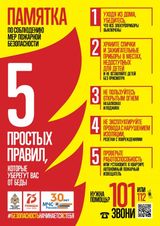 Памятка по соблюдению мер пожарной безопасности